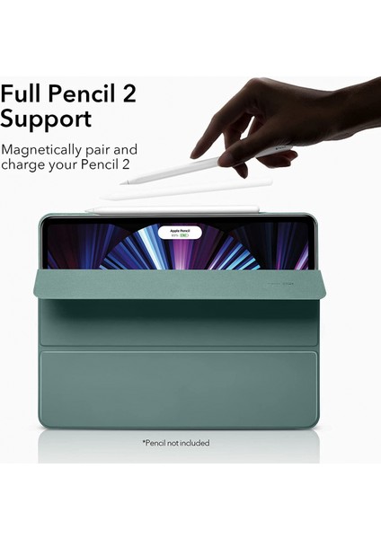 iPad Pro 11 2021/2020 (3./2. Nesil) ile Uyumlu Kılıf, Pencil 2 Desteği, Üç Katlı Stand, Otomatik Uyku/uyandırma Işlevi, Orman Yeşili (Yurt Dışından) fırsatları