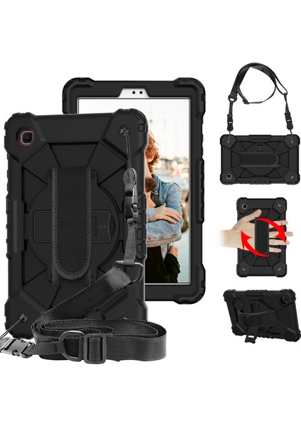 2021 Omuz Askısı Için Uygundur Samsung TABA7LITET220/T220 Dönen El Desteği Üç Geçirmez Braket Düşmeyi Önleyici Silikon Kılıf (Yurt Dışından)