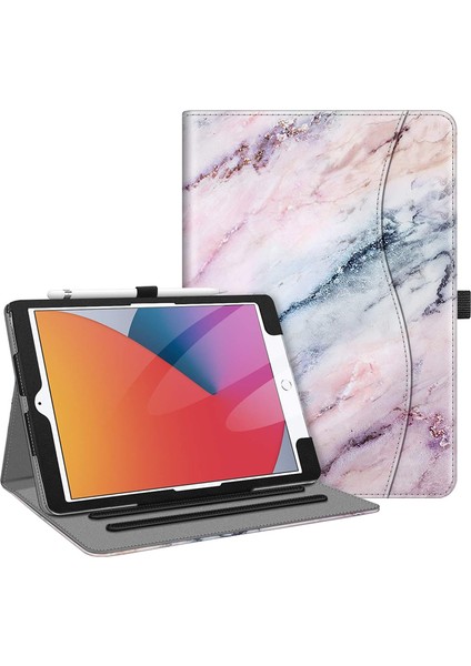 iPad 10.2 9. Nesil 2021 Için Wekity Kapak - [köşe Koruması] Cepli ve Kalem Tutuculu Çok Açılı Görüntüleme Standı Kapağı (Yurt Dışından)