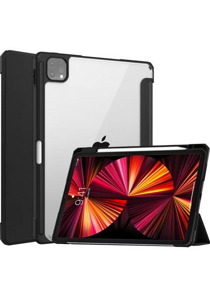 iPad Pro 11 Inç 2. Nesil/3. Nesil 2021/2020/2018 Için, Ince Hafif Üç Katlı Stand Yumuşak Tpu Arka Kapak ve Dahili Kalem Tutucu, iPad Air 5/4'e De Uyar, [otomatik Uyku/uyanma], Siyah (Yurt Dışından)