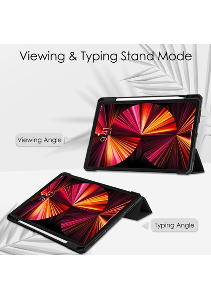 iPad Pro 11 Inç 2. Nesil/3. Nesil 2021/2020/2018 Için, Ince Hafif Üç Katlı Stand Yumuşak Tpu Arka Kapak ve Dahili Kalem Tutucu, iPad Air 5/4'e De Uyar, [otomatik Uyku/uyanma], Siyah (Yurt Dışından)