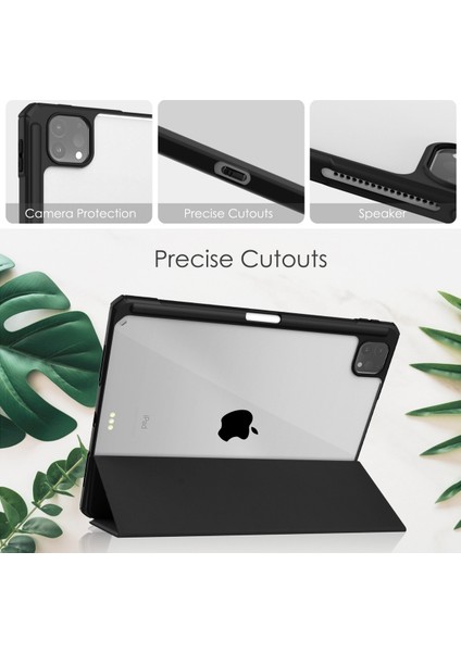 iPad Pro 11 Inç 2. Nesil/3. Nesil 2021/2020/2018 Için, Ince Hafif Üç Katlı Stand Yumuşak Tpu Arka Kapak ve Dahili Kalem Tutucu, iPad Air 5/4'e De Uyar, [otomatik Uyku/uyanma], Siyah (Yurt Dışından)