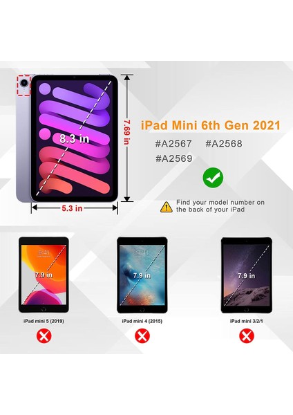 iPad Mini 6 2021 (8,3 Inç) Için Hibrit Ince Kılıf - [yerleşik Kalem Tutucu] Darbeye Dayanıklı Kapak Şeffaf Şeffaf Arka Kabuk, iPad Mini 6. Nesil Için Otomatik Uyandırma/uyku, Mavi (Yurt Dışından)