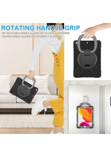 Wekity iPad 9/8/7 Gen Kılıfı (Ipad 10,2 Inç Sağlam Kılıf 2021/2020/2019) Ekran Koruyucu, Döner Stand/kalem Tutucu/omuz Askısıyla (Yurt Dışından)