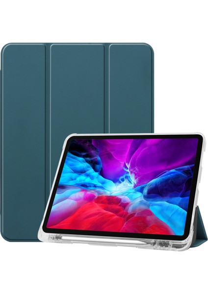 iPad Pro 12.9 Için Koruyucu Deri Yumuşak Kabuk Her Şey Dahil Şeffaf Kalem Tepsisi 2020 Pro 12.9 Inç Kılıf (Koyu Mavi) (Yurt Dışından)