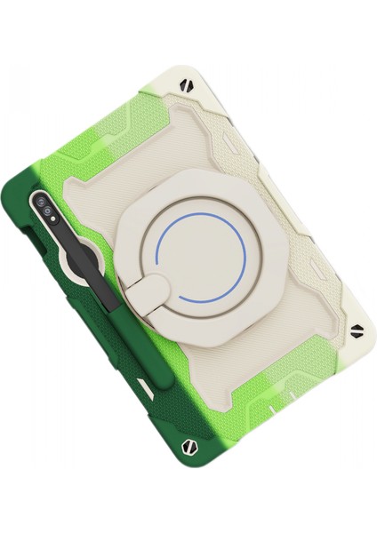 Samsung Tab S7 Için Uygun Koruyucu Kapak Üç Yapışmaz S8 Artı Koruyucu Kapak Silikon Braket S7 Fe Düşmeye Karşı Koruyucu Kapak Renkli Yeşil (Yurt Dışından)