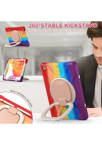 Wekity iPad 9/8/7 Gen Kılıfı (Ipad 10,2 Inç Sağlam Kılıf 2021/2020/2019) Ekran Koruyucu, Döner Stand/kalem Tutucu/omuz Askısıyla (Yurt Dışından)