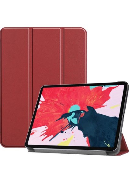 2020 iPad Pro 11" (2. Nesil) Için, Ince Deri Kılıf, Otomatik Uyandırma/uyku - Bordo (Yurt Dışından)