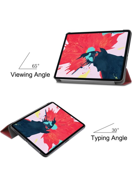 2020 iPad Pro 11" (2. Nesil) Için, Ince Deri Kılıf, Otomatik Uyandırma/uyku - Bordo (Yurt Dışından)