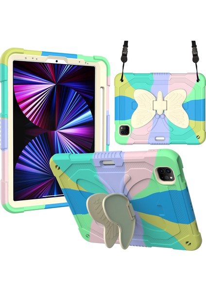 iPad Air4(10.9ınch) Için Kılıf, Çocuk Darbeye Dayanıklı Çocuk Kelebek Kılıfı, Eva Koruyucu Kılıf-Renkli Yeşil (Yurt Dışından)