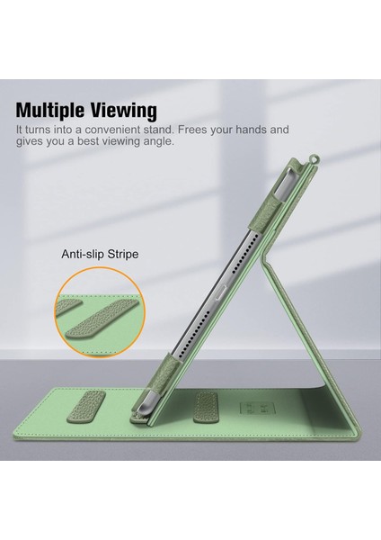iPad 10.2 9. Nesil 2021 Için Wekity Kapak - [köşe Koruması] Cepli ve Kalem Tutuculu Çok Açılı Görüntüleme Standı Kapağı (Yurt Dışından)