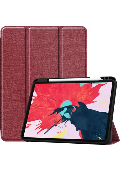 Yeni iPad PRO11 2020 Için 11 Inç Tablet Kılıfı Kalem Yuvalı Tpu Yumuşak Kabuk Uyku Örtüsü - Bordo (Yurt Dışından)