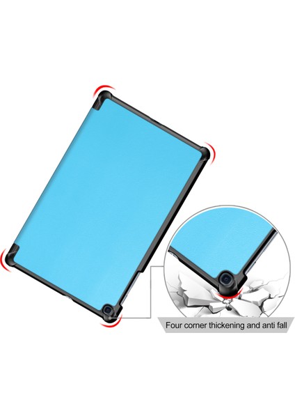 Samsung Galaxy Tab A 10.1 (2019) Için SM-T510 Gylint Tab A 10.1 (2019) Kapak, Üç Katlı Stand Ince ve Hafif Kapak; SM-T515 Mavi (Yurt Dışından)