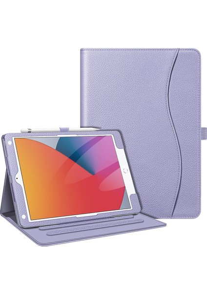 iPad 9. / 8. / 7. Nesil (2021/2020/2019) 10,2 Inç Kılıf - [köşe Koruması] Cepli ve Kalem Tutuculu Çok Açılı Görüntüleme Standı Kapağı, Otomatik Uyandırma Uykusu, Lila Mor (Yurt Dışından)