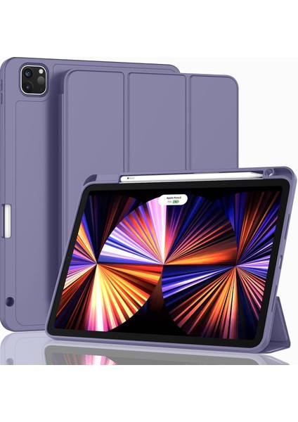 Yeni iPad Pro 11 Inç Kılıf 2021(3. NESIL)/2020(2. Nesil), Kalem Tutuculu, Akıllı iPad Kılıfı [touch Id ve Otomatik Uyandırma/uyku Desteği], Otomatik 2. Nesil Kalem Şarjı (Lavanta) (Yurt Dışından)