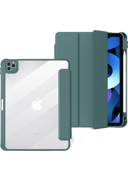IPad Pro (9,7 Inç) ile Uyumlu Kılıf, Yumuşak Tpu Kapaklı Üç Katlı Stand ve Kalem Tutucu, Otomatik Uyandırma/uyku, Koyu Yeşil (Yurt Dışından)