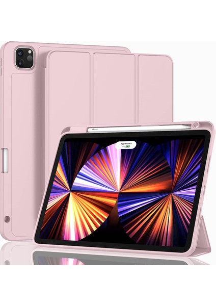 Yeni iPad Pro 11 Inç Kılıf 2021(3. NESIL)/2020(2. Nesil) Kalem Tutuculu, Otomatik 2. Nesil Kalem Şarjlı Akıllı iPad Kılıfı [touch Id ve Otomatik Uyandırma/uyku Desteği] (Pembe) (Yurt Dışından)