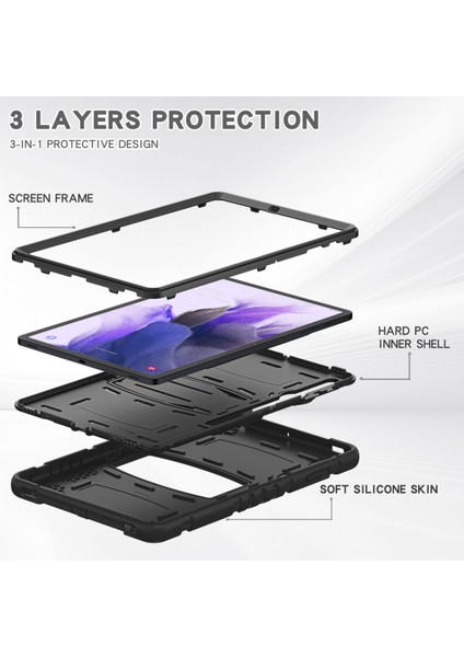 Samsung Tab Için S8PLUS/S7 Fe Koruyucu Kılıf S7PLUS Her Şey Dahil Düşmeyi Önleyici Kalem Yuvası Braketi Koruyucu Kabuk Mavi + Beyaz (Yurt Dışından) fiyatları