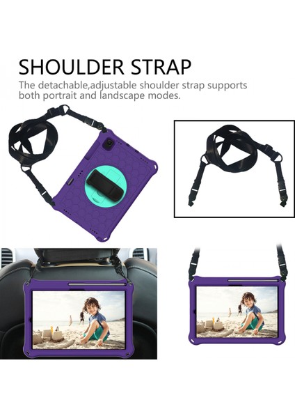 Samsung Galaxy Tab S6 Lite 10.4" 2020 (SM-P610/ P615) Için Kalem Tutucu ve 360 Derece Dönebilen Stand ve El ve Omuz Askısı ile - Mor Yeşil (Yurt Dışından) modelleri