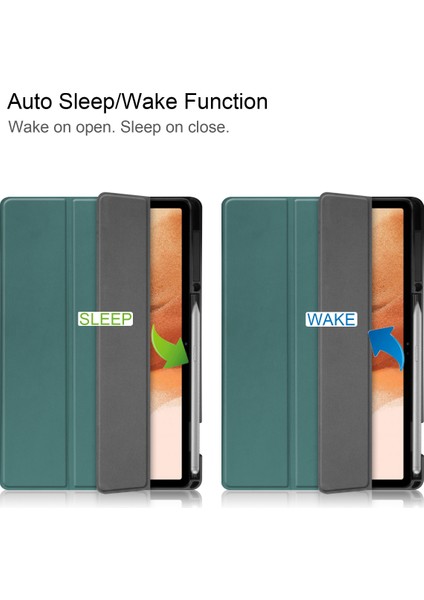 Samsung Galaxy Tab S7 Fe Lite T730/T736 12,4 Inç, Darbeye Dayanıklı Tam Gövde Üç Katlı Stand Tpu Arka Kapak Kılıfı, Kalem Tutucu Yuvası/otomatik Uyandırma, Yeşil (Yurt Dışından) fiyatları