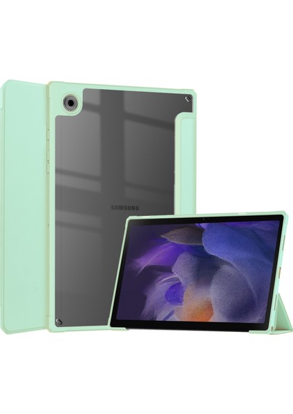 Samsung Galaxy Tab A8 10,5" 2022 Modelleri (SM-X200/X205) Için, Şeffaf Şeffaf Sırtlı Darbeye Dayanıklı Kapak, Otomatik Uyandırma/uyku, Nane Yeşili (Yurt Dışından)