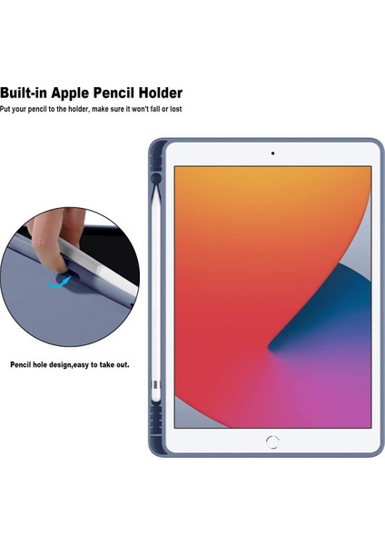 Wekity Kılıf iPad 10.2 Inç 2021/2020 iPad 9./8. Nesil ve 2019 iPad 7. Nesil ile Uyumlu, Kalem Tutuculu, Yumuşak Tpu Arka Kılıf (Yurt Dışından)