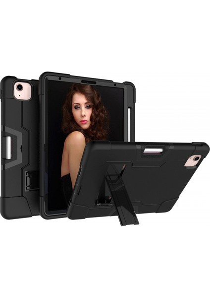iPad Air 4 10,9" 2020 Için Kapak, 2020 Için Yerleşik Kalem Tutucu Standlı Çocuk Dostu Ağır Hizmet Darbeye Dayanıklı Sağlam Kılıf Apple iPad Air 4 10,9" (Siyah) (Yurt Dışından)