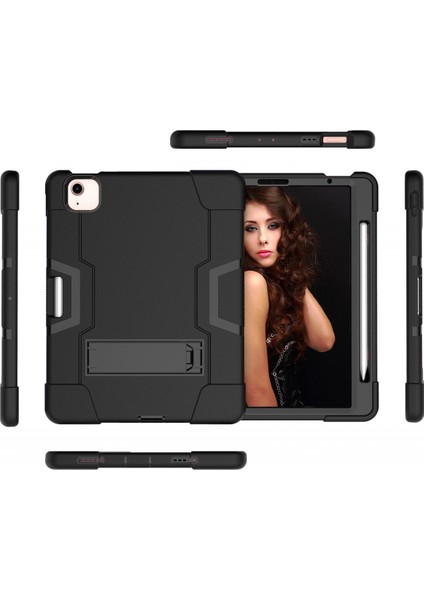 iPad Air 4 10,9" 2020 Için Kapak, 2020 Için Yerleşik Kalem Tutucu Standlı Çocuk Dostu Ağır Hizmet Darbeye Dayanıklı Sağlam Kılıf Apple iPad Air 4 10,9" (Siyah) (Yurt Dışından)