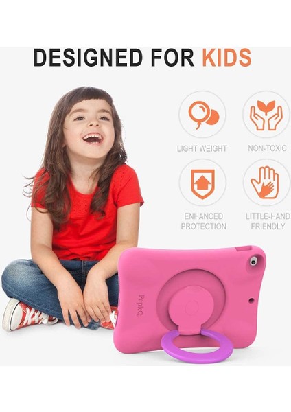 ipad Mini5 Için Çocuk Kılıfı - Hafif, Esnek Darbeye Dayanıklı, Katlanır Saplı Stand, ipad Mini5 Için Tam Gövde Erkek Kız Kılıfı, Pembe ve Mavi (Yurt Dışından)