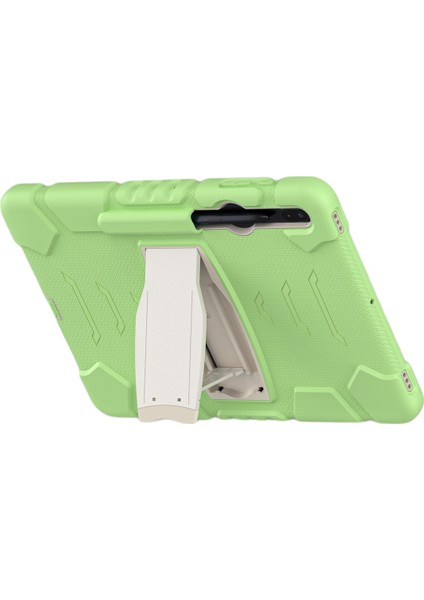 Samsung Tab S8PLUS/S7 Fe Için Uygun Koruyucu Kılıf S7PLUS Her Şey Dahil Düşmeyi Önleyici Kalem Yuvası Braketi Koruyucu Kabuk Matcha Yeşili (Yurt Dışından)