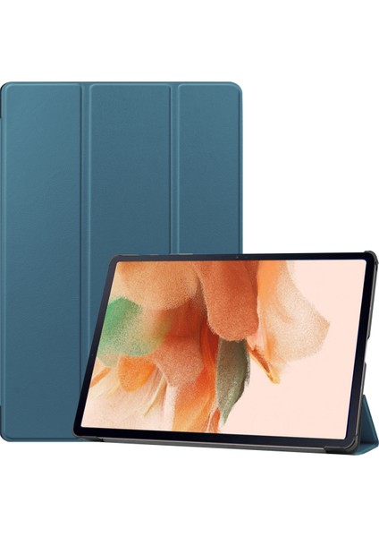 Samsung Galaxy Tab S7 Fe 12,4" 2021 / Galaxy Tab S7+ 12,4" 2021 T730/T736, Esnek Tpu Arka Kapak Otomatik Uyku/uyandırma Fonksiyonlu Hafif Üç Katlı Stand, Koyu Yeşil (Yurt Dışından)