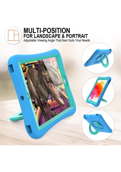 ipad Mini4 Için Çocuk Çantası – Hafif Esnek Darbeye Dayanıklı, Katlanır Saplı Stand, ipad Mini4 Için Tam Gövde Erkek Kız Kılıfı, Nane Mavisi (Yurt Dışından)
