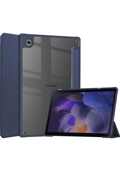 Samsung Galaxy Tab A8 10,5" 2022 Modelleri (SM-X200/X205) Için, Şeffaf Şeffaf Sırtlı Darbeye Dayanıklı Kapak, Otomatik Uyandırma/uyku, Koyu Mavi (Yurt Dışından)