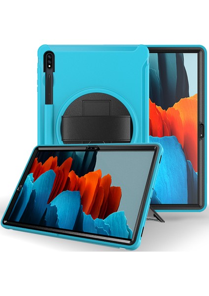 Samsung Tab S7 Artı Tablet Kılıfı Için TT970/T975/T976 Kalem Yuvası Tab S7 Döner Standı Koruyucu Kılıf Açık Mavi (Yurt Dışından)