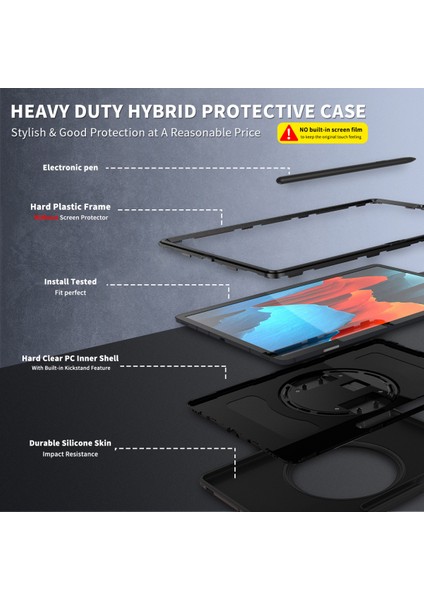 Samsung Tab S7 Artı Tablet Kılıfı Için TT970/T975/T976 Kalem Yuvası Tab S7 Döner Standı Koruyucu Kılıf Açık Mavi (Yurt Dışından) fırsatları