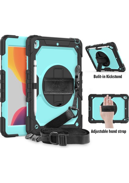 Wekity iPad 9/8/7 Gen Cover 10,2 Inç, 360 Derece Dönebilen Standlı Tam Gövde Alt Kapak, Kalem Tutucu, Ekran Koruyucu (Yurt Dışından)