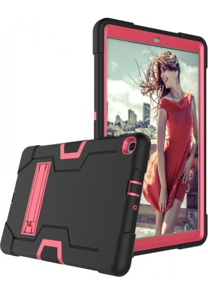 Galaxy Tab A 10.1 2019 Kılıf Için (SM-T510/T515), Ince Ağır Hizmet Darbeye Dayanıklı Sağlam Kılıf Samsung Galaxy Tab A 10.1 Inç T510/T515 Için Yüksek Etkili Tam Vücut Kılıf (Siyah/gül) (Yurt Dışından)