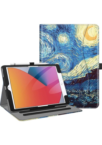 iPad 10.2 9. Nesil 2021 Için Wekity Kapak - [köşe Koruması] Cepli ve Kalem Tutuculu Çok Açılı Görüntüleme Standı Kapağı (Yurt Dışından)