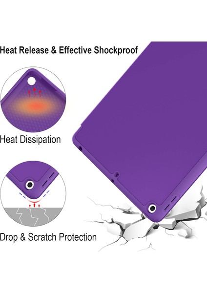 iPad 10.2 Inç 2021/2020 iPad 9./8. Nesil ve 2019 iPad 7. Nesil ile Uyumlu Kılıf Kalem Tutuculu, Yumuşak Tpu Sırtlı Koruyucu Kılıf, Otomatik Uyku/uyandırma Kapağı, Mor (Yurt Dışından)