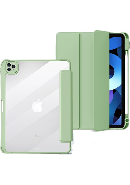IPad Air5 (10,9 Inç) ile Uyumlu Kılıf, Yumuşak Tpu Kapaklı Üç Katlı Stand ve Kalem Tutucu, Otomatik Uyandırma/uyku, Yeşil (Yurt Dışından)