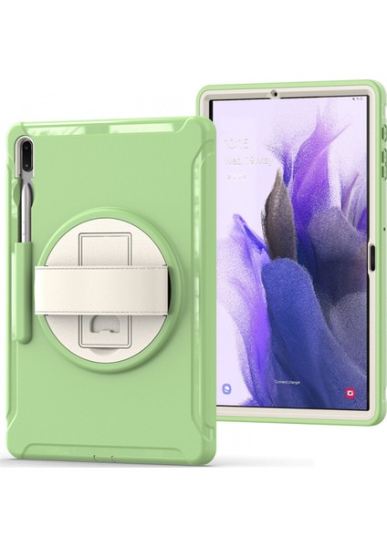 Samsung Tabs7 Fe Tablet Kalem Oluk Deri El Kayışı S7PLUS T970 Döner Braket Koruyucu Kabuk Matcha Yeşili Için (Yurt Dışından) modelleri