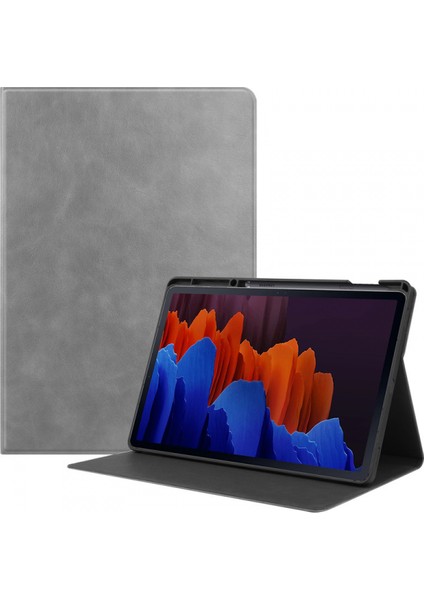Samsung Galaxy Tab S7 Plus S7 Plus 2020 Için 12,4 Inç S Kalem Standlı, Yumuşak Tpu Akıllı Stand Arka Kapak Otomatik Uyandırma/uyku, Gri (Yurt Dışından)