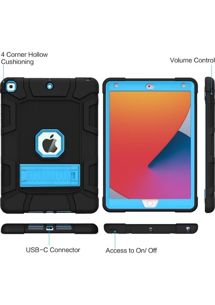iPad Mini4 Için Kılıf, Ince Ağır Hizmet Darbeye Dayanıklı Sağlam Koruyucu Kılıf, Siyah+Mavi (Yurt Dışından) fırsatları