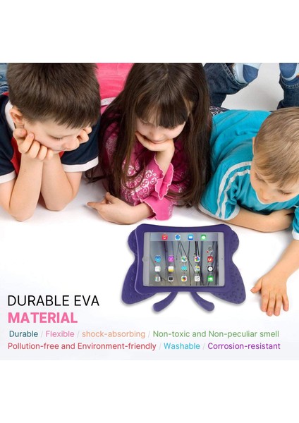 Ipad2/3/4 Çocuk Kılıfı Ipad2/3/4 3D Sevimli Kelebek Çocuklar Için Kılıf Hafif Eva Stand Darbeye Dayanıklı Sağlam Ağır Hizmet Çocuk Dostu Kız Için iPad Kapağı Ipad2/3/4 (Mor) (Yurt Dışından)