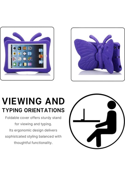 Ipad2/3/4 Çocuk Kılıfı Ipad2/3/4 3D Sevimli Kelebek Çocuklar Için Kılıf Hafif Eva Stand Darbeye Dayanıklı Sağlam Ağır Hizmet Çocuk Dostu Kız Için iPad Kapağı Ipad2/3/4 (Mor) (Yurt Dışından)