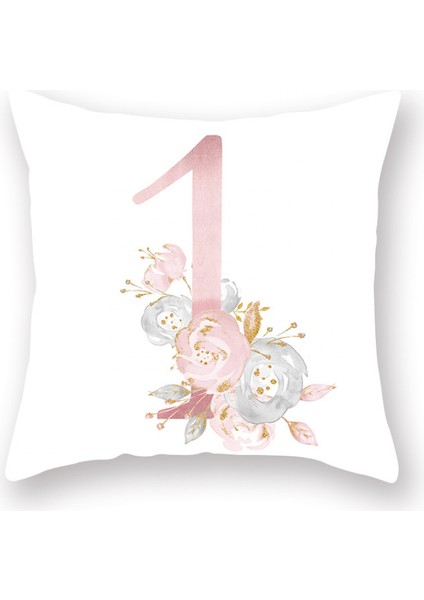 Çiçekler Baskılı Kırlent Kapakları Alfabe Dekoratif Yastık Kılıfları Dijital Yastık Kılıfları Kanepe Kanepe Yatak Odası Için 18 x 18 Inç Kare Yastık Koruyucuları (Dijital 1) (Yurt Dışından)