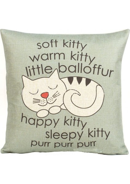 Mutlu Uykulu Kitty Baskı Kedi Yastık Minder Kapak Atmak Yastık Örtüsü Kanepe Ofis Dekoratif Pillowslip Hediye Fikirleri Ev Yastık Kılıfı 18X18 Inç (Yurt Dışından)