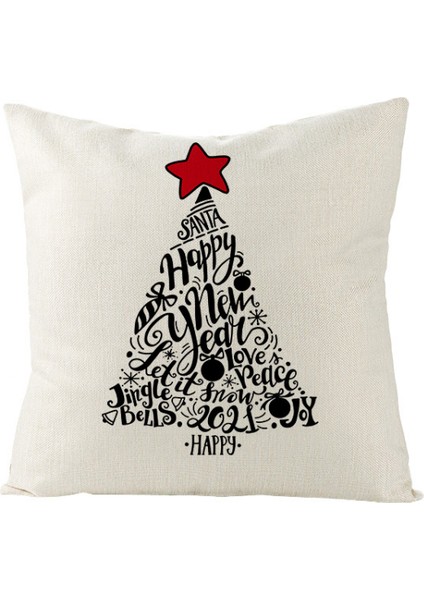 Atmak Yastık Kapakları 18X18 Inç Noel Pentagram Şapka Çan Ağacı Yastık Kılıfı Keten Ev Dekor Yatak Kanepe Kanepe Için Yastık Kılıfları (Noel Desen 10) (Yurt Dışından)