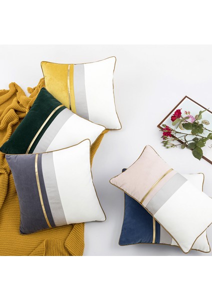 12X20 Inç Deri Çizgili Patchwork Hollanda Polar Minder Örtüsü Modern Kırlent Örtüsü Dekor Yastık Kanepe Oturma Odası Yatak Odası Için Araba (Sıcak Turuncu) (Yurt Dışından) modelleri