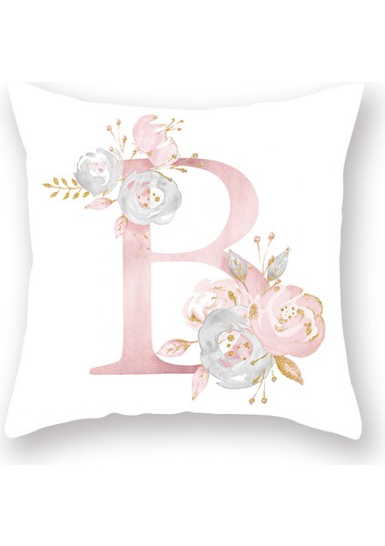 Çiçekler Baskılı Kırlent Kapakları Alfabe Dekoratif Yastık Kılıfları Mektup Yastık Kapakları 18 x 18 Inç Kare Yastık Koruyucular Kanepe Kanepe Yatak Odası (Mektup B) (Yurt Dışından)